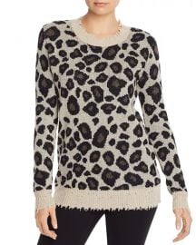 Distressed Leopard Jacquard Cashmere Sweater at Bloomingdales