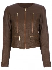 Distressed leather jacket by Michael Kors at Farfetch