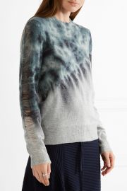 Distressed tie-dyed merino wool and cashmere-blend sweater at Net A Porter