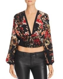 Divine Heritage Cropped Deep-V Floral Top Women - Bloomingdale s at Bloomingdales