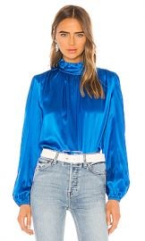 Divine Heritage Turtleneck Blouse in Azure Blue from Revolve com at Revolve