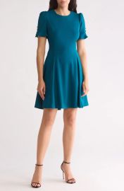 Dkny Ruffle Sleeve Crepe Fit Flare Dress at Nordstrom Rack