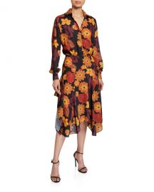 Dodo Bar Or Natasha Asymmetrical Floral-Print Shirt Dress at Neiman Marcus