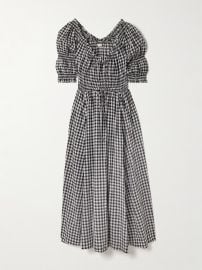 Doen Ischia Gingham Cotton Tie Waist Midi Dress at Net a Porter