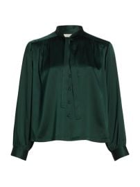 Doen Judith Silk Tieneck Blouse in Alpine Green at Saks Fifth Avenue