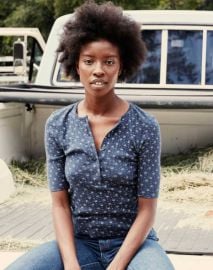 Doen Lucia Tee in Navy Windswept Floral at Doen