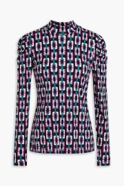 Doha Ruched Printed Lyocell And Wool Blend Jersey Turtleneck Top at The Outnet