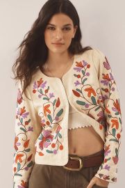 Dolan Embroidered Linen Jacket at Anthropologie