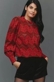 Dolan Left Coast Mock Neck Lace Blouse at Anthropologie