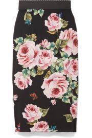 Dolce   Gabbana   Floral-print stretch-silk charmeuse midi skirt at Net A Porter