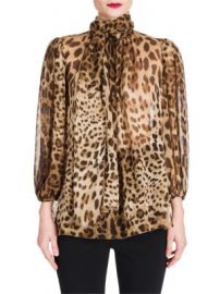 Dolce   Gabbana - Leopard Print Chiffon Tie-Neck Blouse at Saks Fifth Avenue