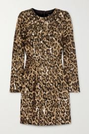 Dolce   Gabbana - Leopard-print sequinned crepe mini dress at Net A Porter