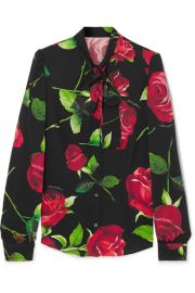 Dolce   Gabbana - Pussy-bow floral-print silk-blend blouse at Net A Porter