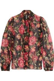 Dolce   Gabbana   Rose pussy-bow printed silk-chiffon blouse at Net A Porter