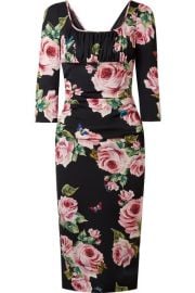 Dolce   Gabbana   Ruched floral-print stretch-silk charmeuse midi dress at Net A Porter