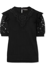 Dolce   Gabbana   Ruffled georgette-trimmed lace and wool-blend top at Net A Porter