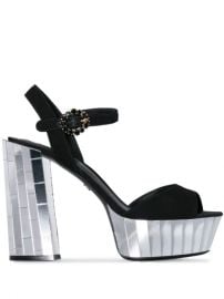 Dolce   Gabbana Black Belluci 120 Mirror Platform Suede Sandals - Farfetch at Farfetch