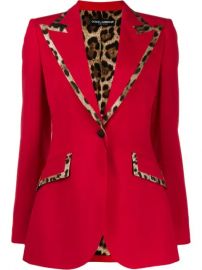 Dolce   Gabbana Leopard Print Trim Blazer Jacket - Farfetch at Farfetch