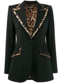 Dolce   Gabbana Leopard Print Trim Fitted Blazer - Farfetch at Farfetch