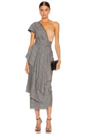 Dolce   Gabbana One Shoulder Bustier Asymmetrical Midi Dress in Grey   FWRD at Forward