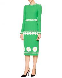 Dolce & Gabbana DLong-Sleeve Daisy Wool-Crepe Dress at Bergdorf Goodman