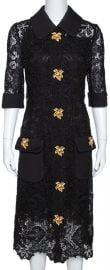 Dolce & Gabbana Floral Lace Leaf Button Embellished Dress at The Luxury Closet