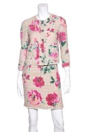 Dolce & Gabbana Floral Tweed Skirt Suit at Tradesy