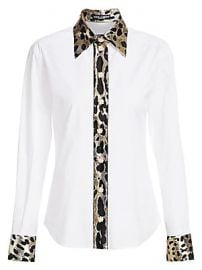 Dolce  amp  Gabbana - Leopard Print Trimmed Button-Front Shirt at Saks Fifth Avenue