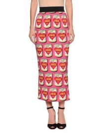 Dolce  amp  Gabbana Amore Energy Drink Print Midi Pencil Skirt   Neiman at Neiman Marcus