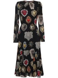 Dolce  amp  Gabbana Black Heart Print Midi Dress at Farfetch