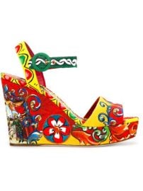 Dolce  amp  Gabbana Carretto Siciliano Print Wedge Sandals at Farfetch