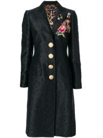 Dolce  amp  Gabbana Embroidered Rose Patch Jacquard Coat - Farfetch at Farfetch