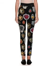 Dolce  amp  Gabbana Heart-Print High-Waist Stirrup Leggings   Neiman at Neiman Marcus