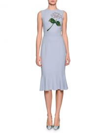 Dolce  amp  Gabbana Hydrangea Embellished Flounce-Hem Dress  Light at Neiman Marcus