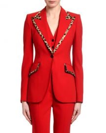 Dolce  amp  Gabbana Leopard-Trimmed Wool Blazer at Neiman Marcus