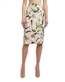 Dolce  amp  Gabbana Lily Print Cady Tubino Pencil Skirt at Neiman Marcus