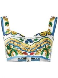 Dolce  amp  Gabbana Majolica Print Bra Top at Farfetch