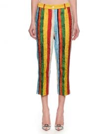 Dolce  amp  Gabbana Rainbow Stripe Jacquard Cropped Pants at Neiman Marcus