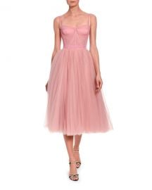 Dolce  amp  Gabbana Tulle Bustier Tea-Length Dress at Neiman Marcus