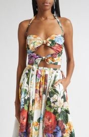 Dolce&Gabbana Floral Bow Cutout Halter Top at Nordstrom