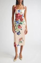 Dolce&Gabbana Floral Stretch Satin Sheath Dress with Bra Detail at Nordstrom