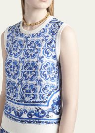 Dolce Gabbana 18GG Printed Silk Tank Top at Bergdorf Goodman