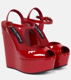 Dolce Gabbana Ankle strap Platform Wedge Sandals in Red at Mytheresa