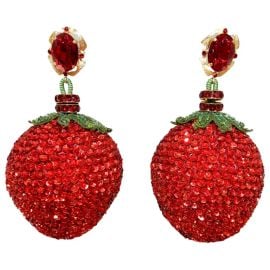 Dolce Gabbana Baroque Crystal Sequin Strawberry Clip Earrings at Vestiaire Collective