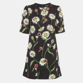 Dolce Gabbana Black Floral Jacquard Crystal Detail Mini Dress M eBay at eBay