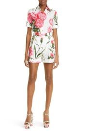 Dolce Gabbana Carnation Print Cotton Poplin Romper at Nordstrom