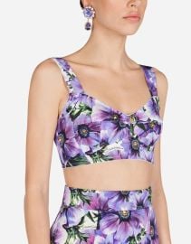 Dolce Gabbana Cropped Anemone Print Charmeuse Corset at Mytheresa