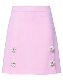 Dolce Gabbana Floral appliqu d Wool crepe Mini Skirt In Baby Pink at Yoox