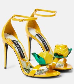 Dolce Gabbana Floral appliqu patent leather sandals at Mytheresa