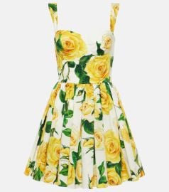 Dolce Gabbana Floral pleated cotton minidress at Mytheresa